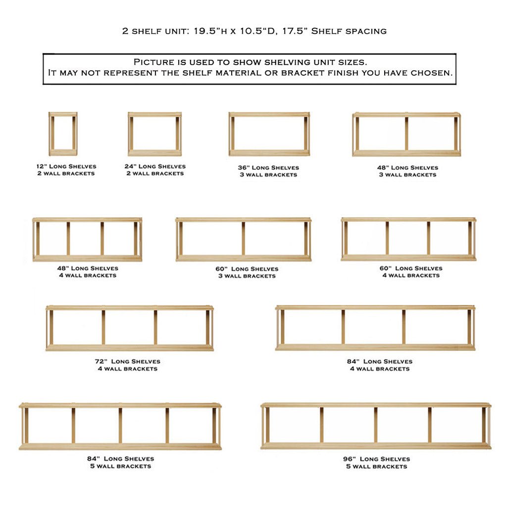 Wall Mount 2 Shelf Unit with Bookends: 19.5"H