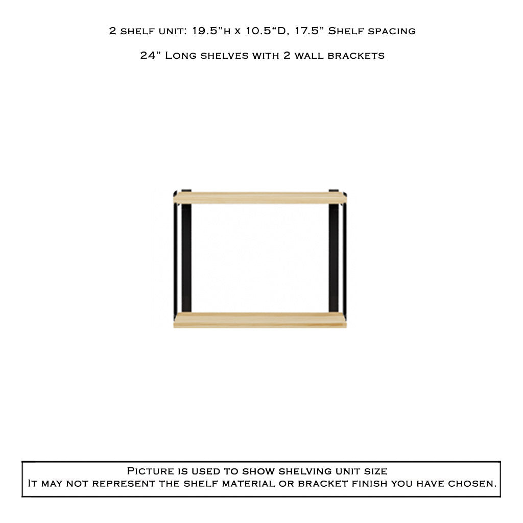 Wall Mount 2 Shelf Unit with Bookends: 19.5"H