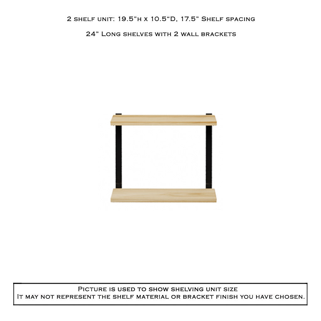 Wall Mount 2 Shelf Unit: 19.5" H