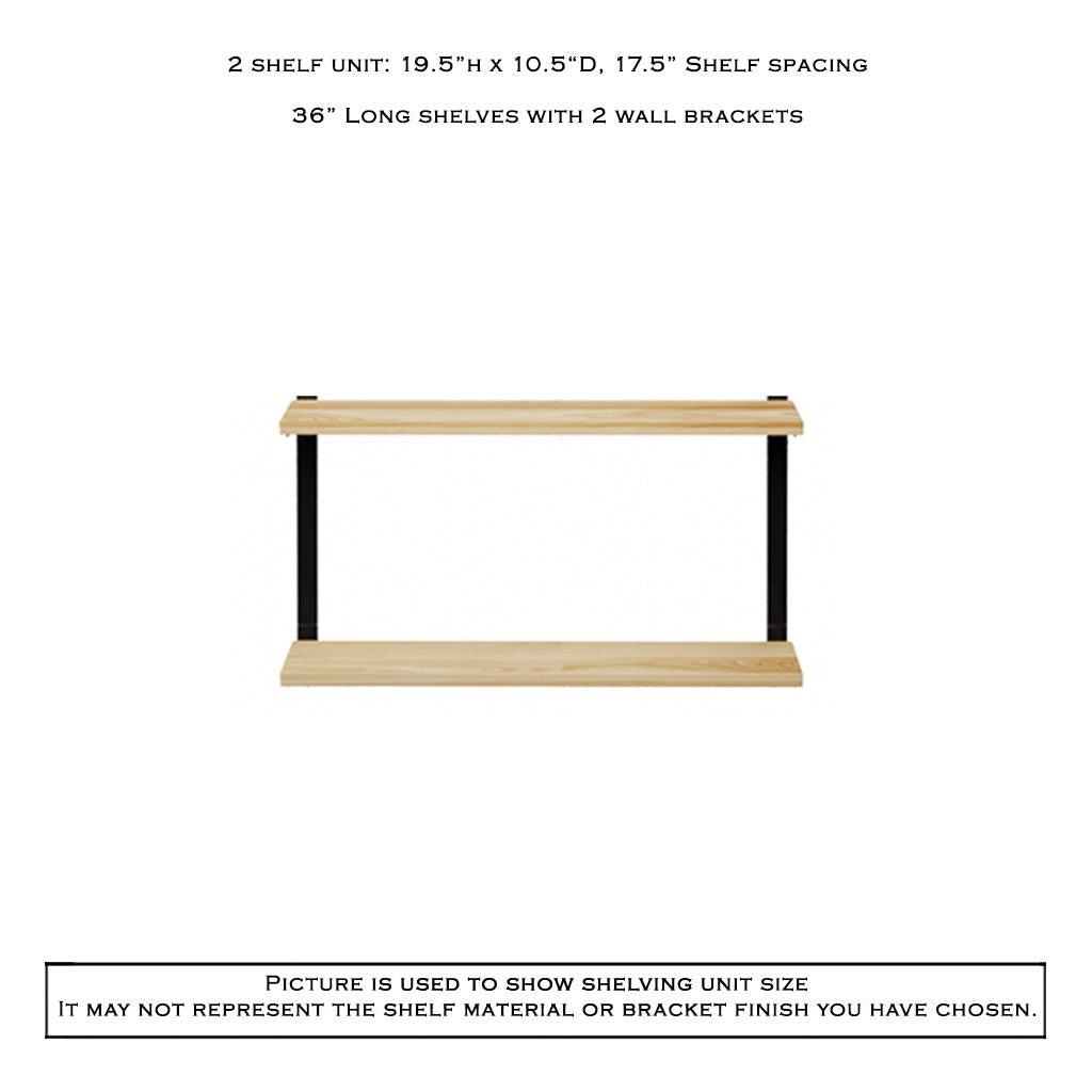 Wall Mount 2 Shelf Unit: 19.5" H