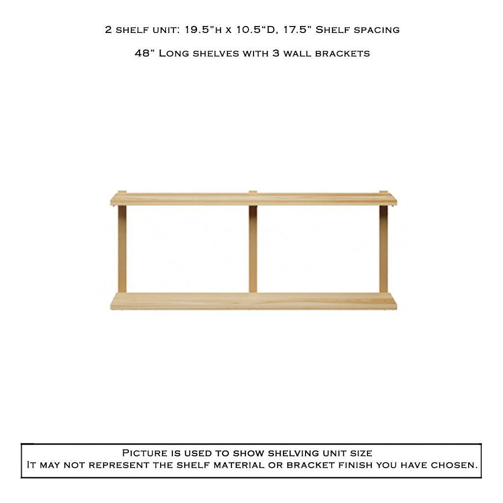 Wall Mount 2 Shelf Unit: 19.5" H