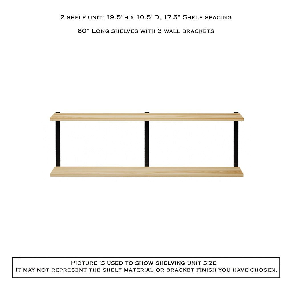 Wall Mount 2 Shelf Unit: 19.5" H