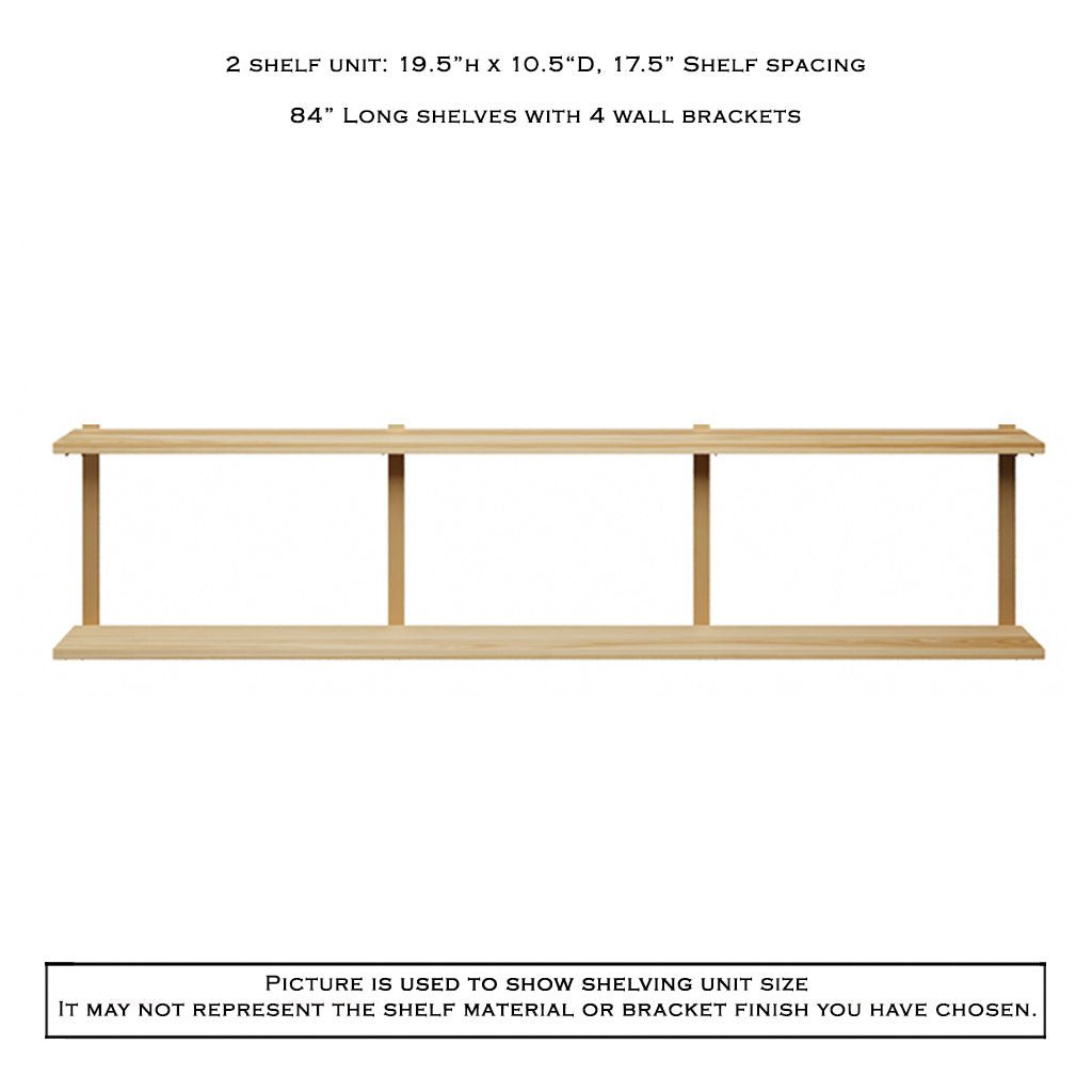 Wall Mount 2 Shelf Unit: 19.5" H