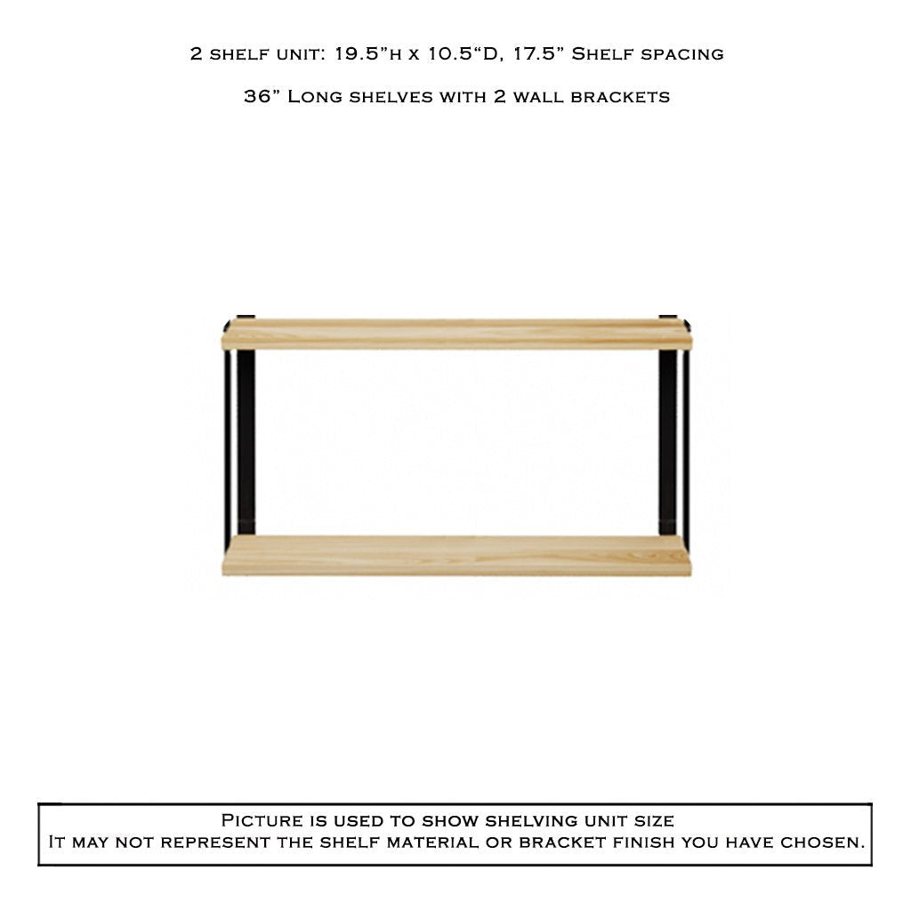 Wall Mount 2 Shelf Unit with Bookends: 19.5"H