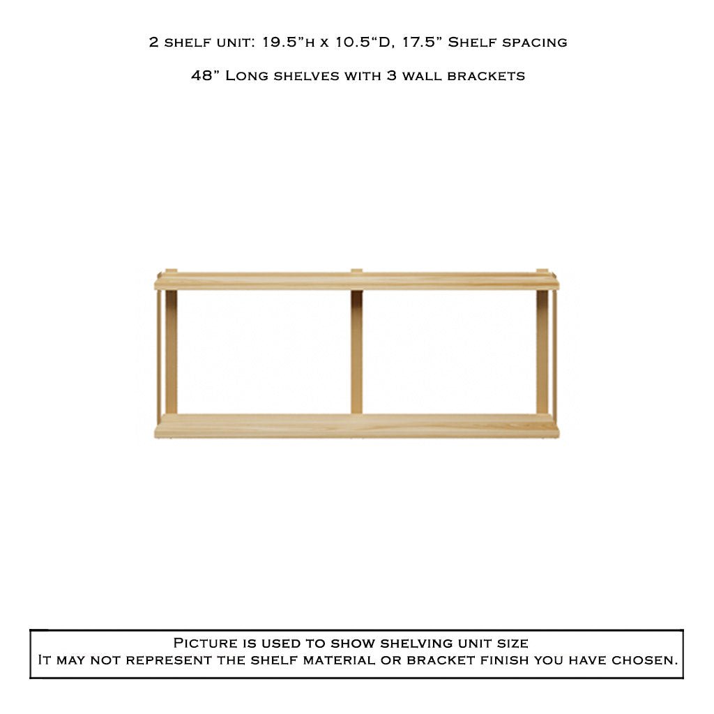 Wall Mount 2 Shelf Unit with Bookends: 19.5"H