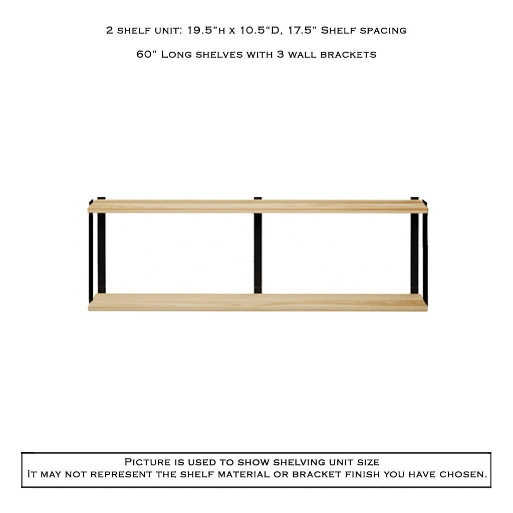 Wall Mount 2 Shelf Unit with Bookends: 19.5"H