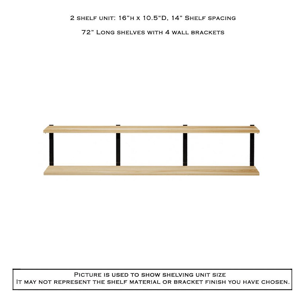 Wall Mount 2 Shelf Unit: 16" H