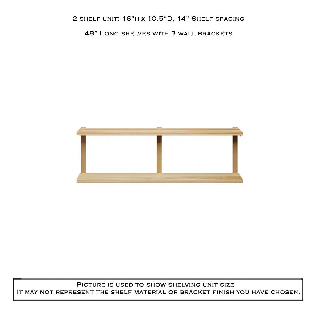 Wall Mount 2 Shelf Unit: 16" H