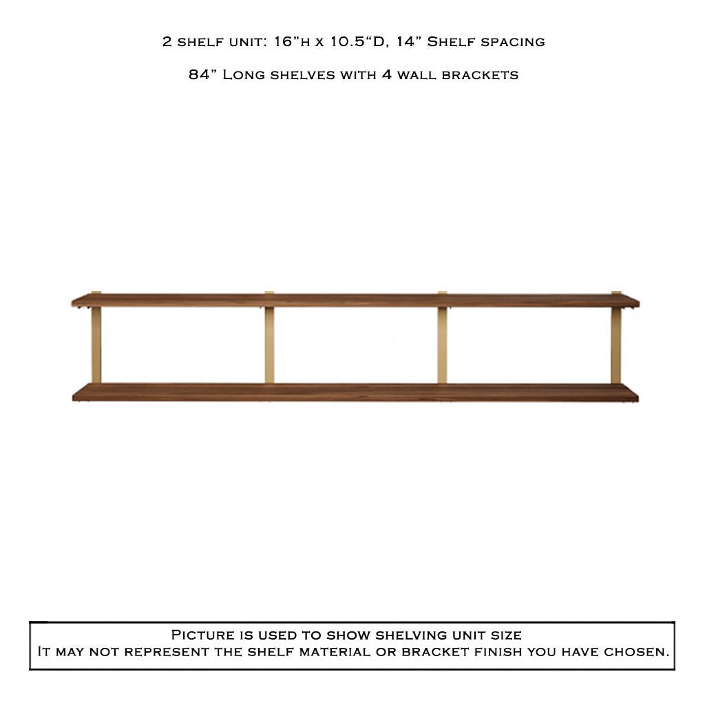 Wall Mount 2 Shelf Unit: 16" H