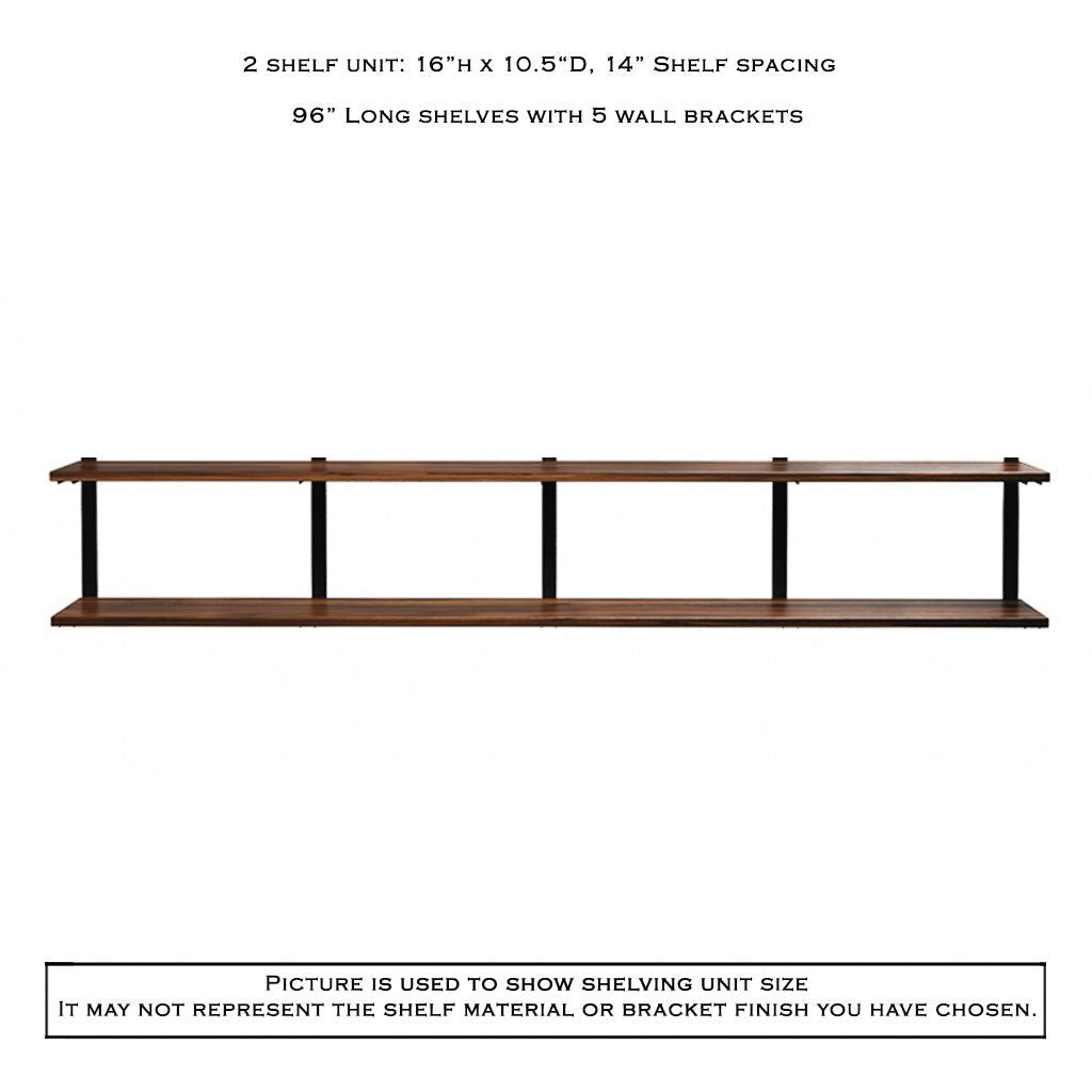 Wall Mount 2 Shelf Unit: 16" H