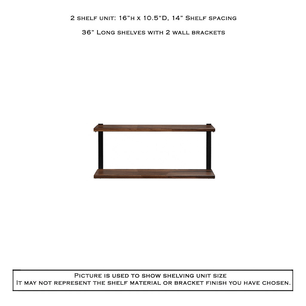 Wall Mount 2 Shelf Unit: 16" H