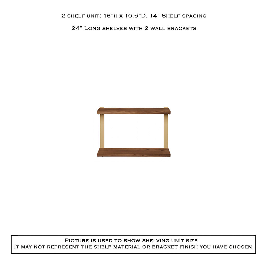 Wall Mount 2 Shelf Unit: 16" H