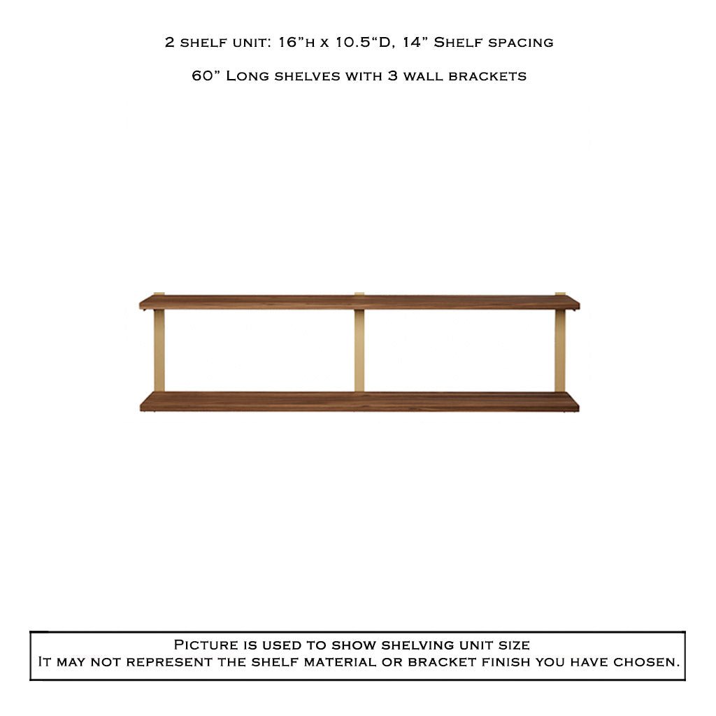 Wall Mount 2 Shelf Unit: 16" H