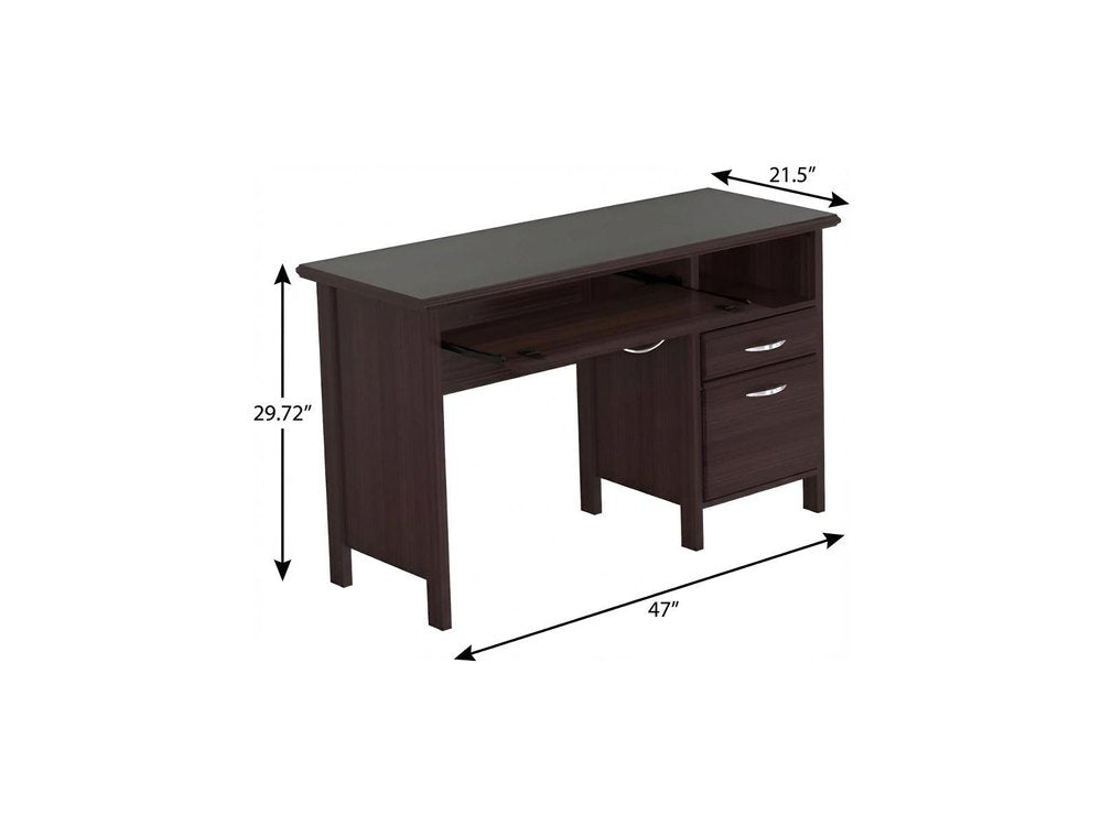 47" Espresso Computer Desk With Two Drawers