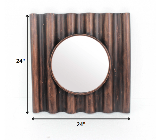 24" Bronze Square Metal Framed Accent Mirror