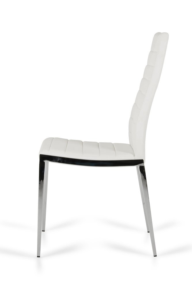 Set of Two White And Silver Upholstered Faux Leather Dining Side Chairs
