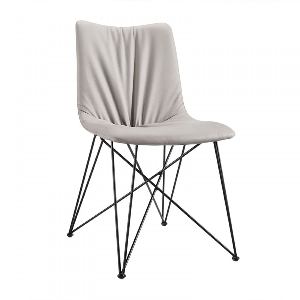 Set of Two Gray and Black Upholstered Faux Leather Dining Side Chairs