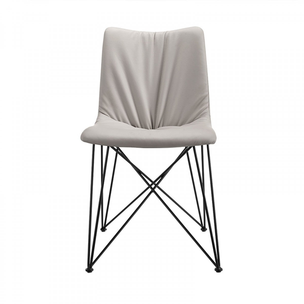Set of Two Gray and Black Upholstered Faux Leather Dining Side Chairs