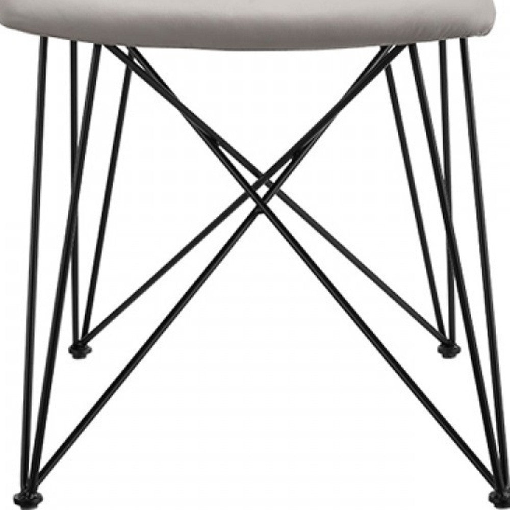 Set of Two Gray and Black Upholstered Faux Leather Dining Side Chairs