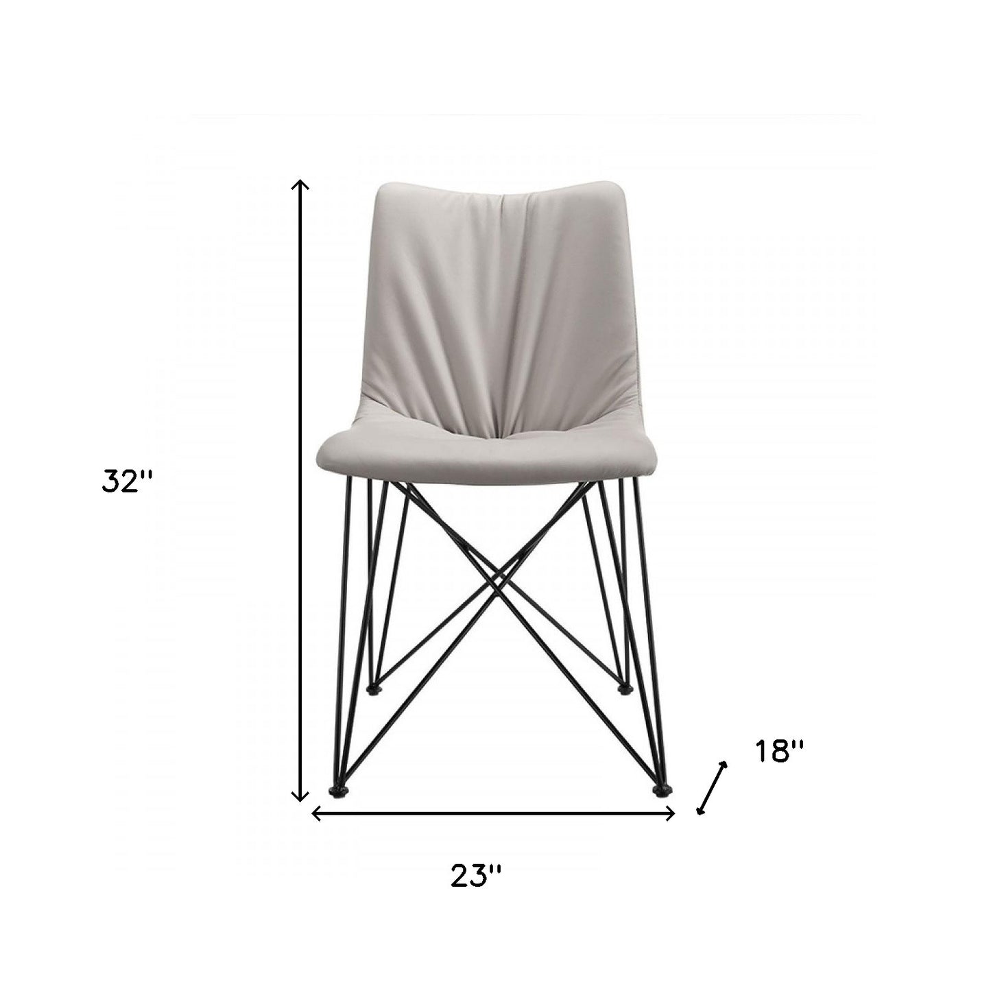 Set of Two Gray and Black Upholstered Faux Leather Dining Side Chairs