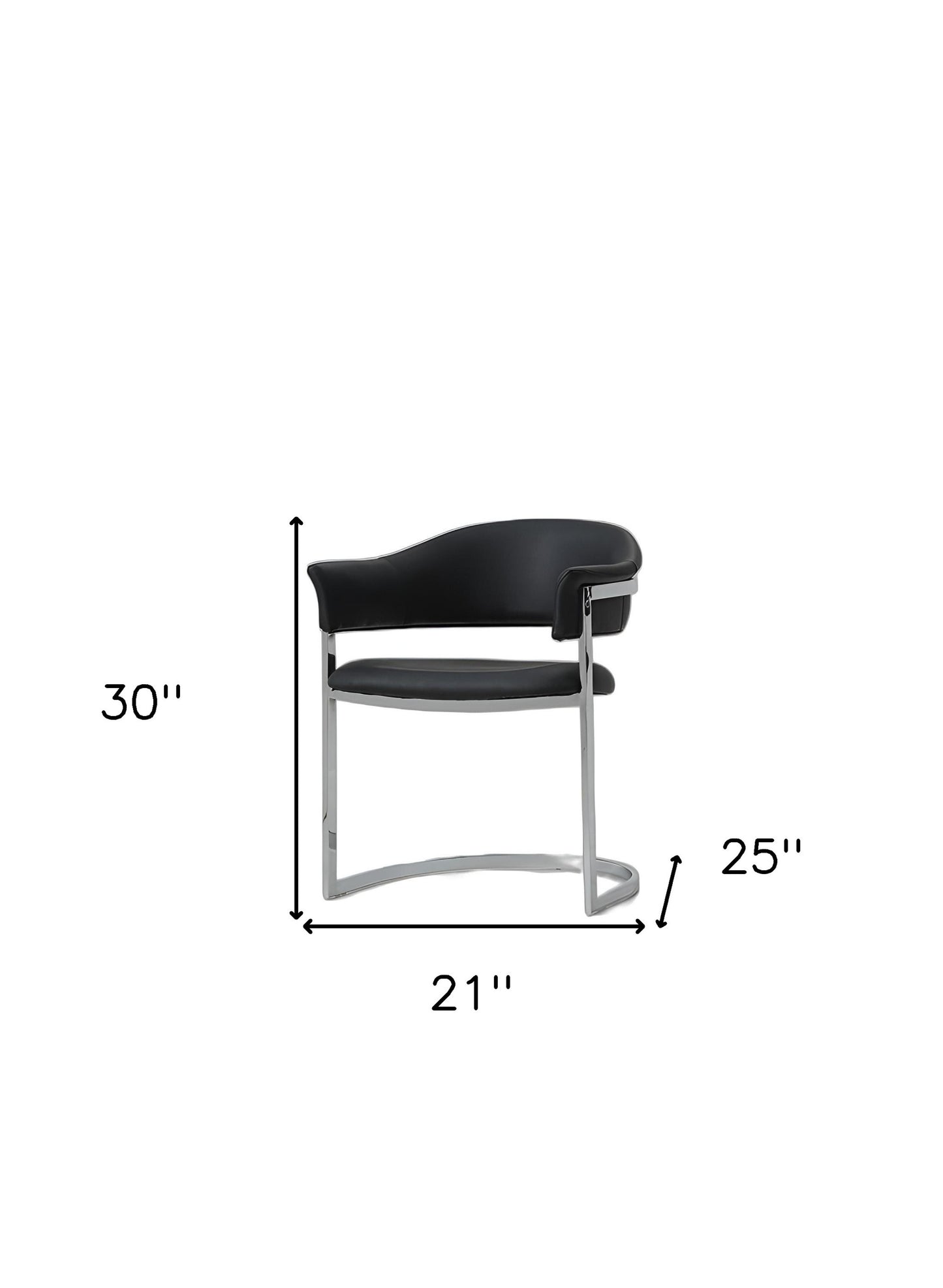 Black and Silver Upholstered Faux Leather Open Back Dining Arm Chair