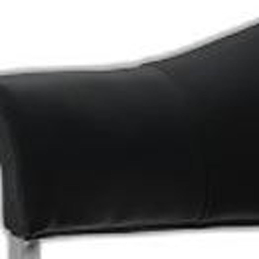 Black and Silver Upholstered Faux Leather Open Back Dining Arm Chair