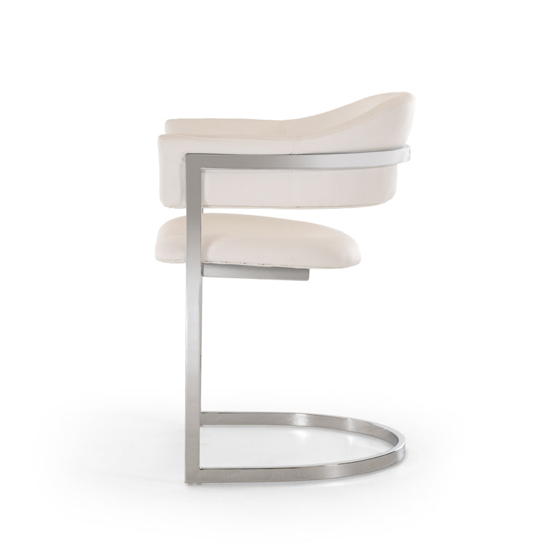Black and Silver Upholstered Faux Leather Open Back Dining Arm Chair