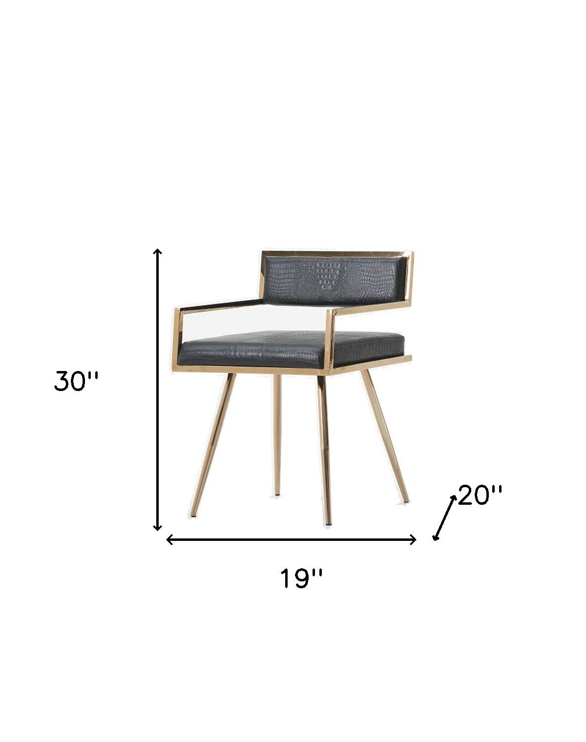 Black and Gold Upholstered Faux Leather Dining Arm Chair