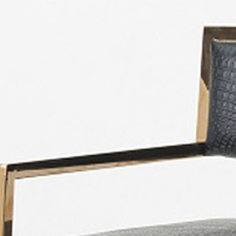 Black and Gold Upholstered Faux Leather Dining Arm Chair