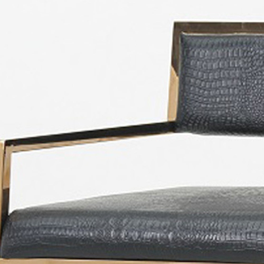 Black and Gold Upholstered Faux Leather Dining Arm Chair