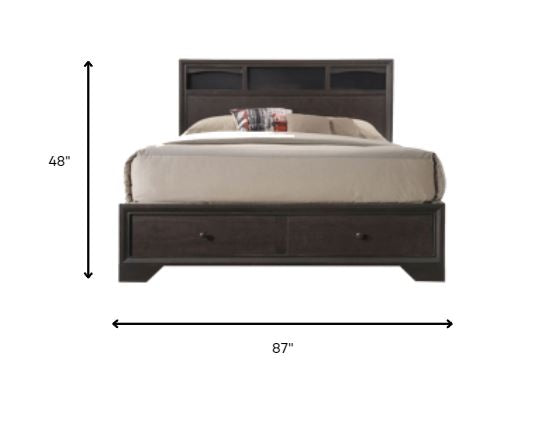 Espresso Solid Wood Queen Bed Frame With Drawers