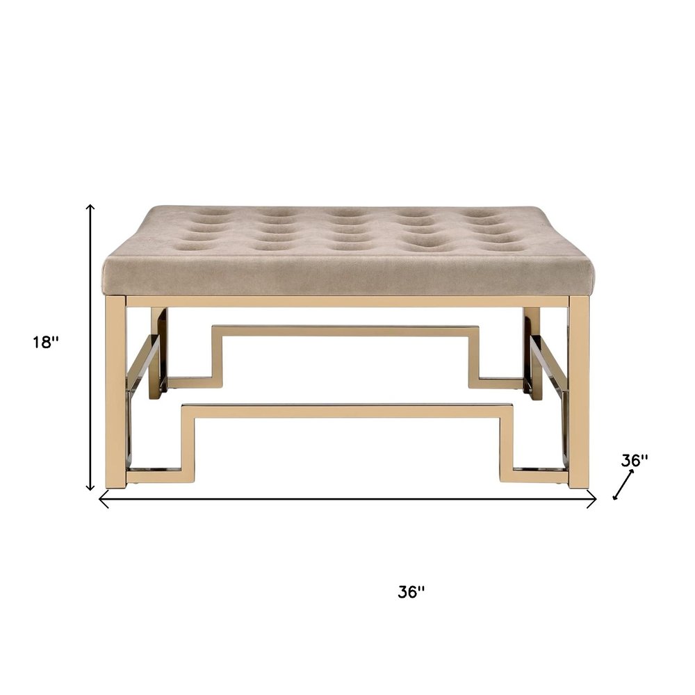 36" Champagne Polyester Tufted Cocktail Ottoman