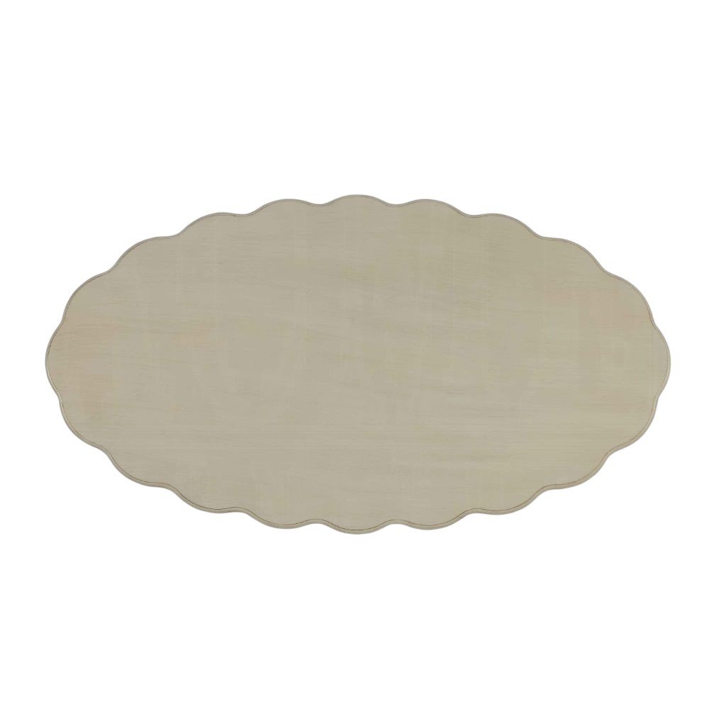 50" Antiqued White Solid Wood Oval Distressed Coffee Table