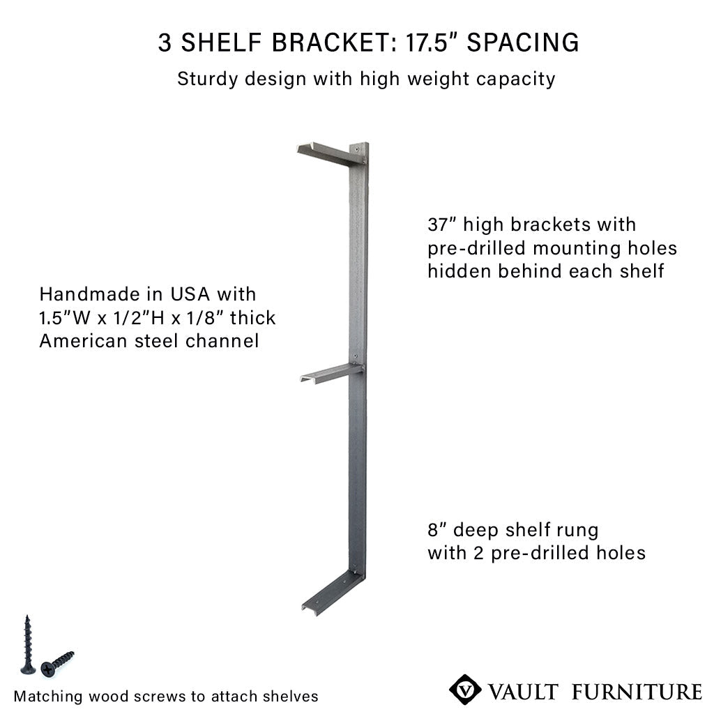 Wall Mount 3 Shelf Unit: 37" H