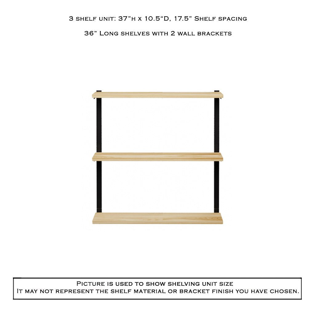 Wall Mount 3 Shelf Unit: 37" H