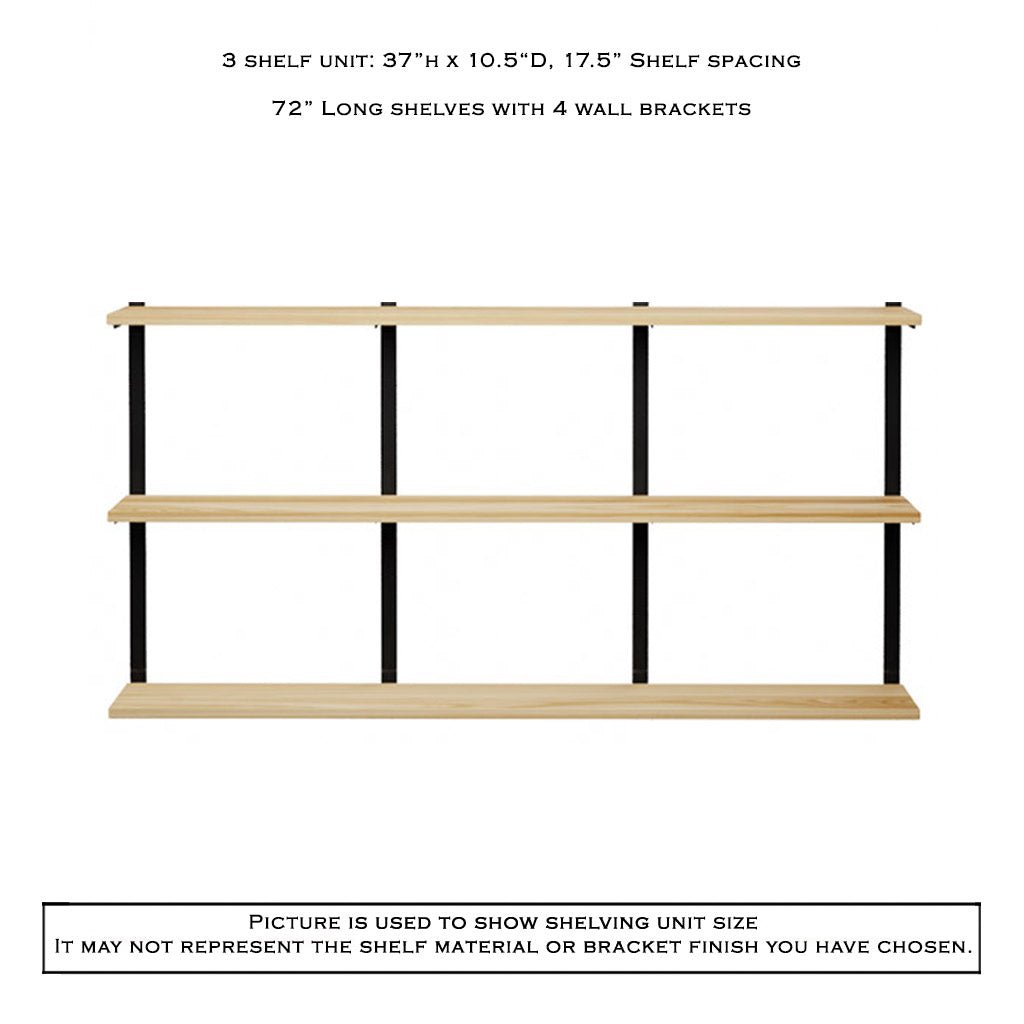 Wall Mount 3 Shelf Unit: 37" H