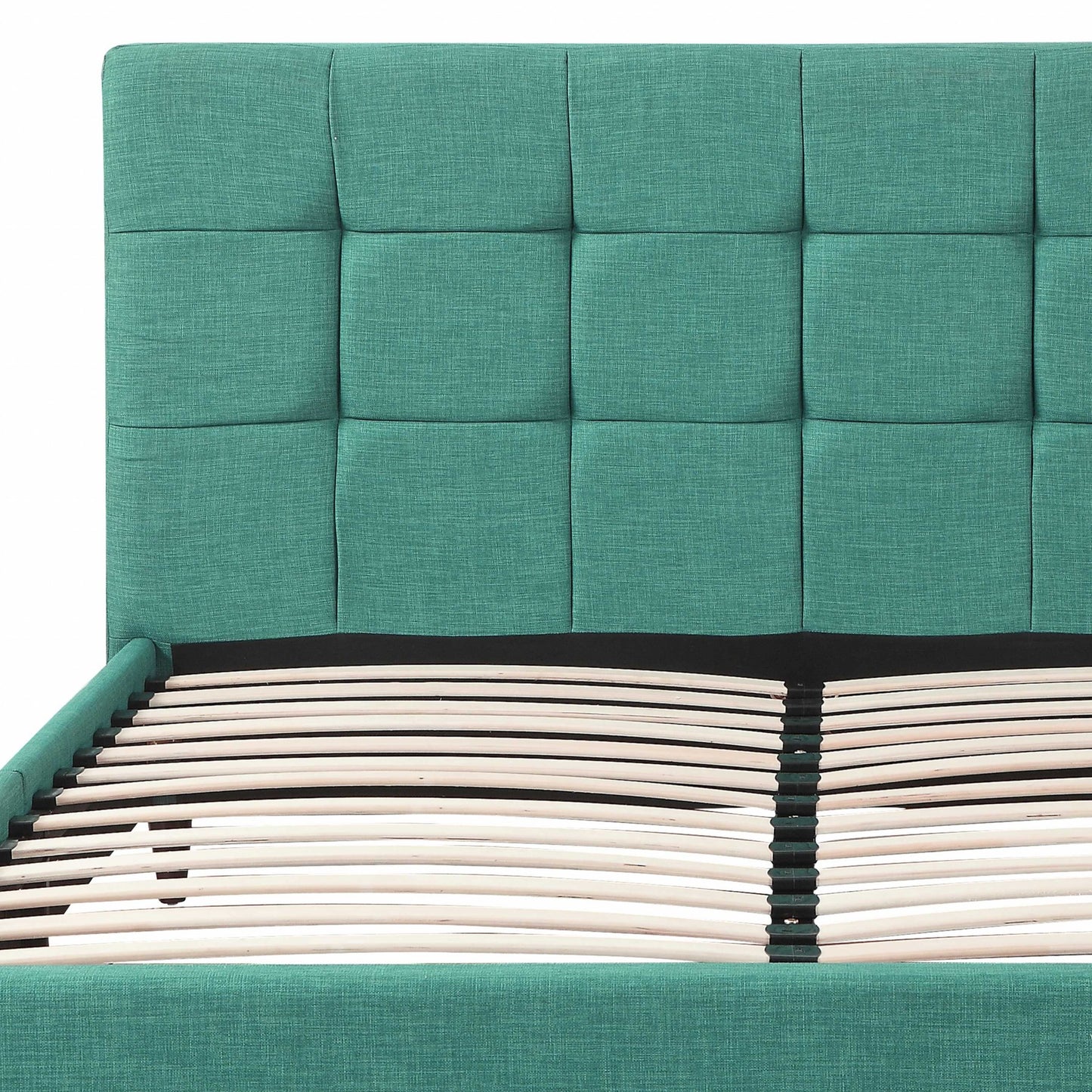 Turquoise Tufted Fabric Upholstered Queen Bed Frame