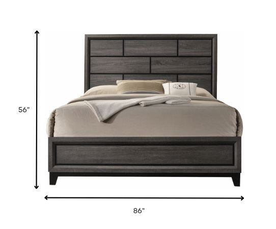 Gray Solid Wood Queen Bed Frame