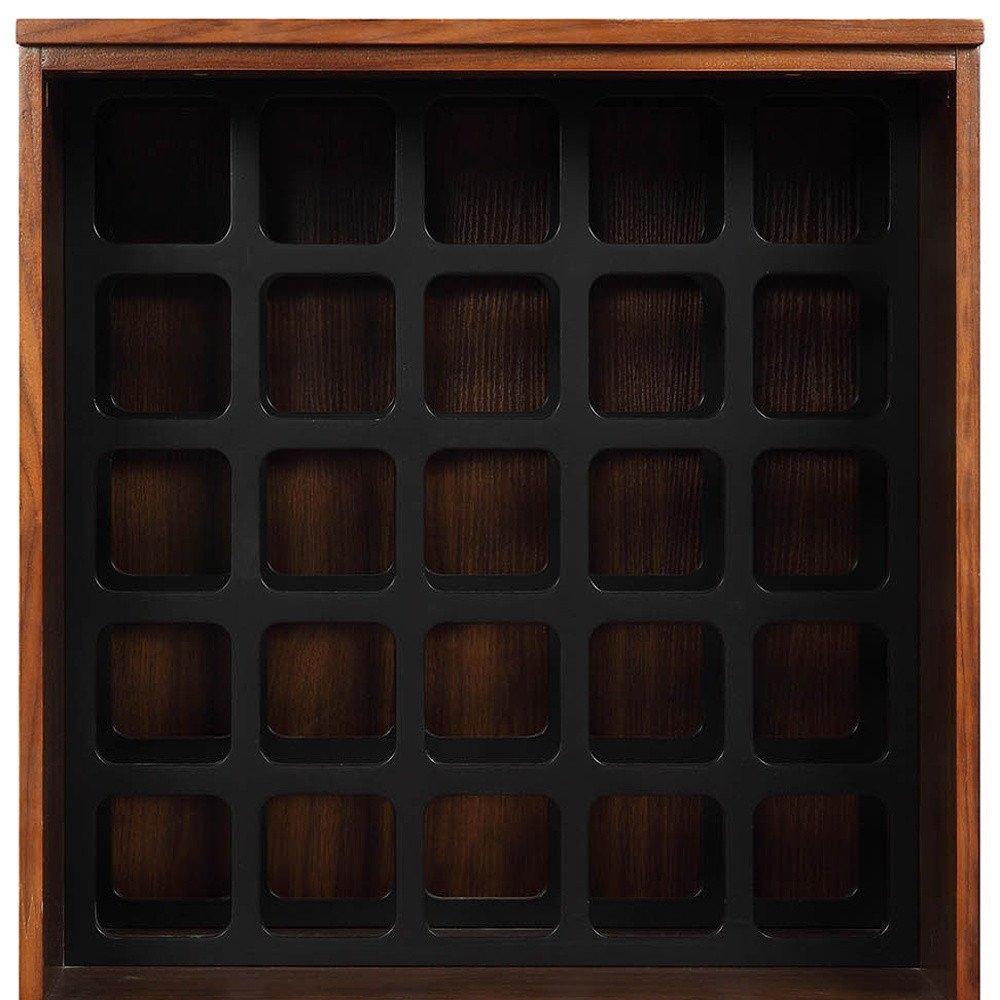 52" Brown And Black Wood Bar Cabinet With Three Drawers