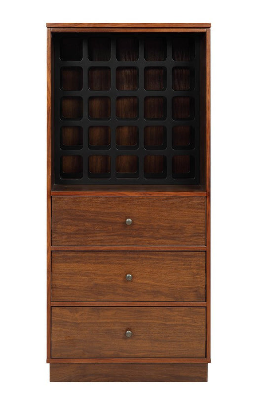 52" Brown And Black Wood Bar Cabinet With Three Drawers