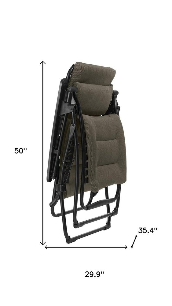 30" Gray Steel Outdoor Zero Gravity Chair with Gray Cushion