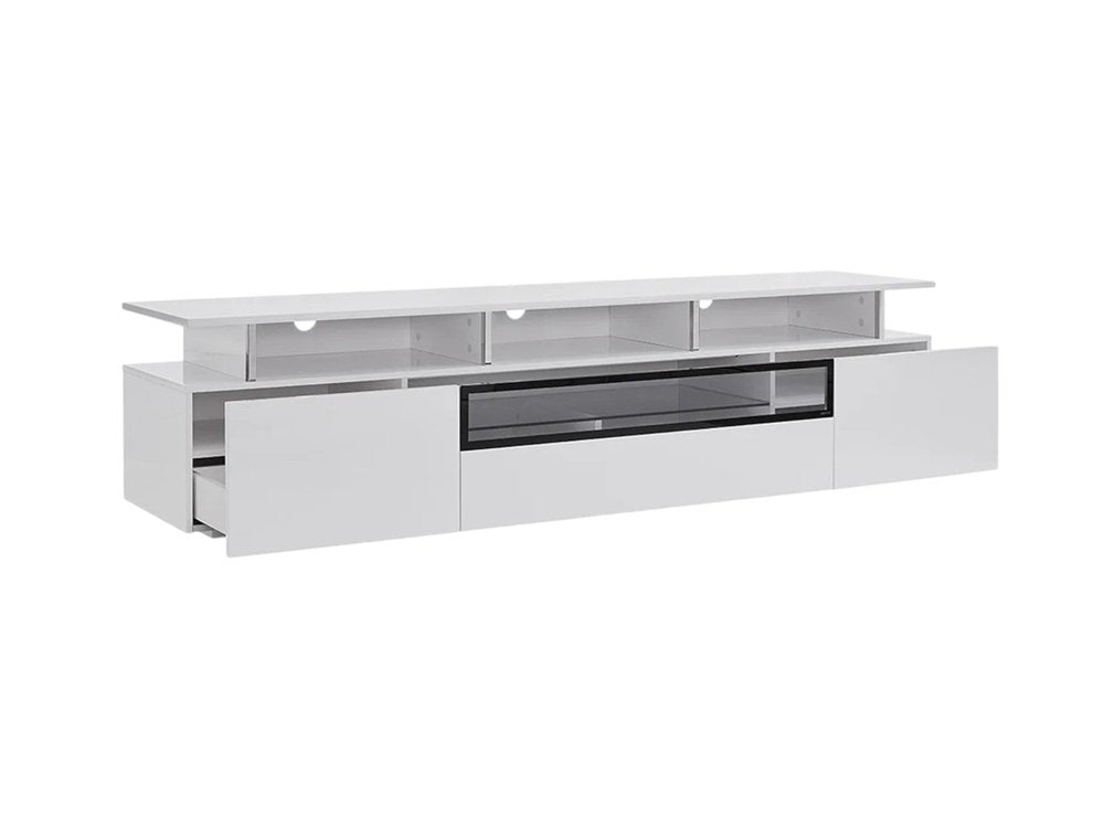 83" White Enclosed and Open Storage TV Stand
