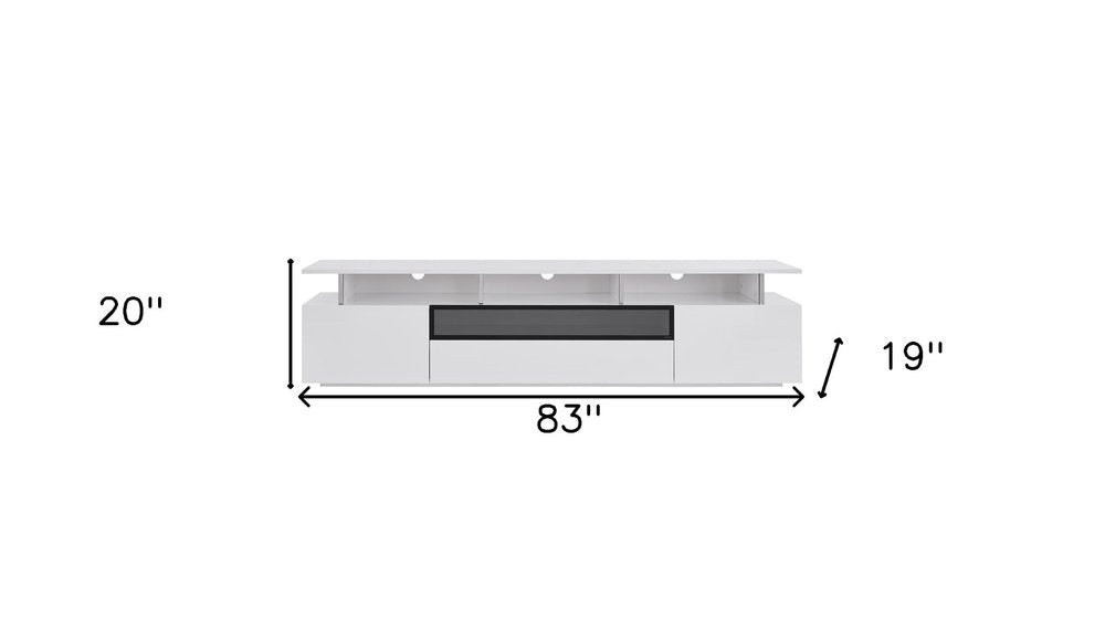 83" White Enclosed and Open Storage TV Stand