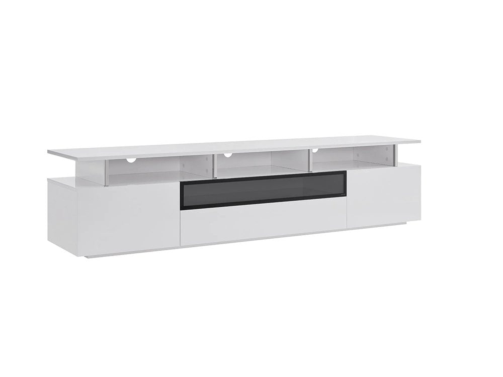 83" White Enclosed and Open Storage TV Stand