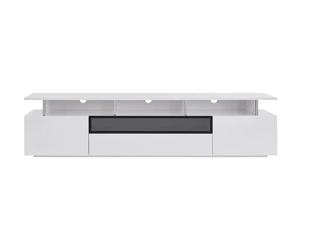 83" White Enclosed and Open Storage TV Stand