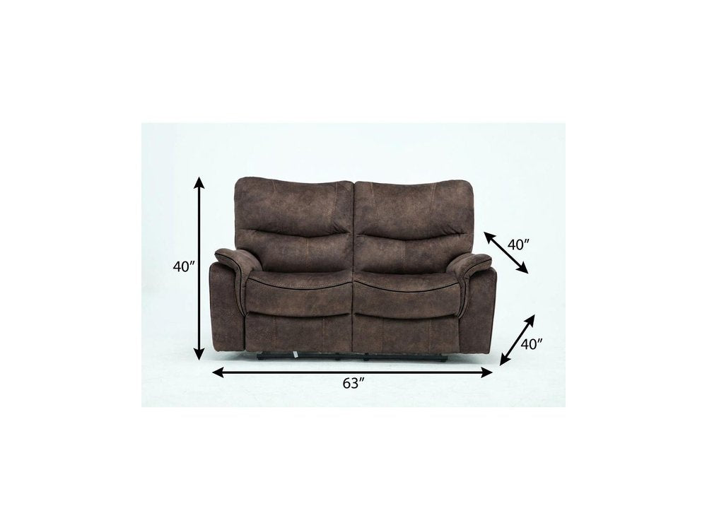 63" Dark Brown Microfiber Manual Reclining Love Seat