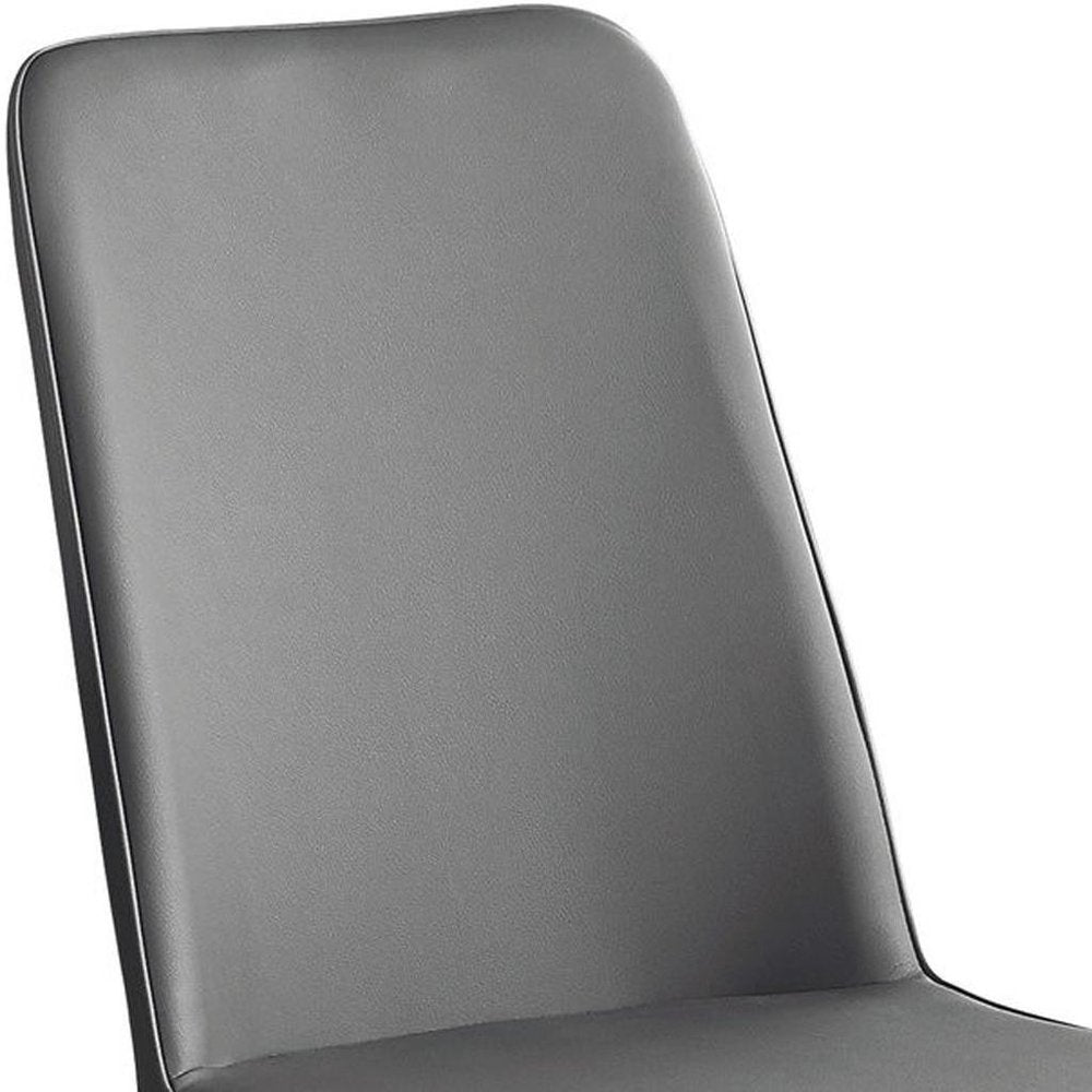 Set of Two Black And Silver Upholstered Faux Leather Dining Side Chairs