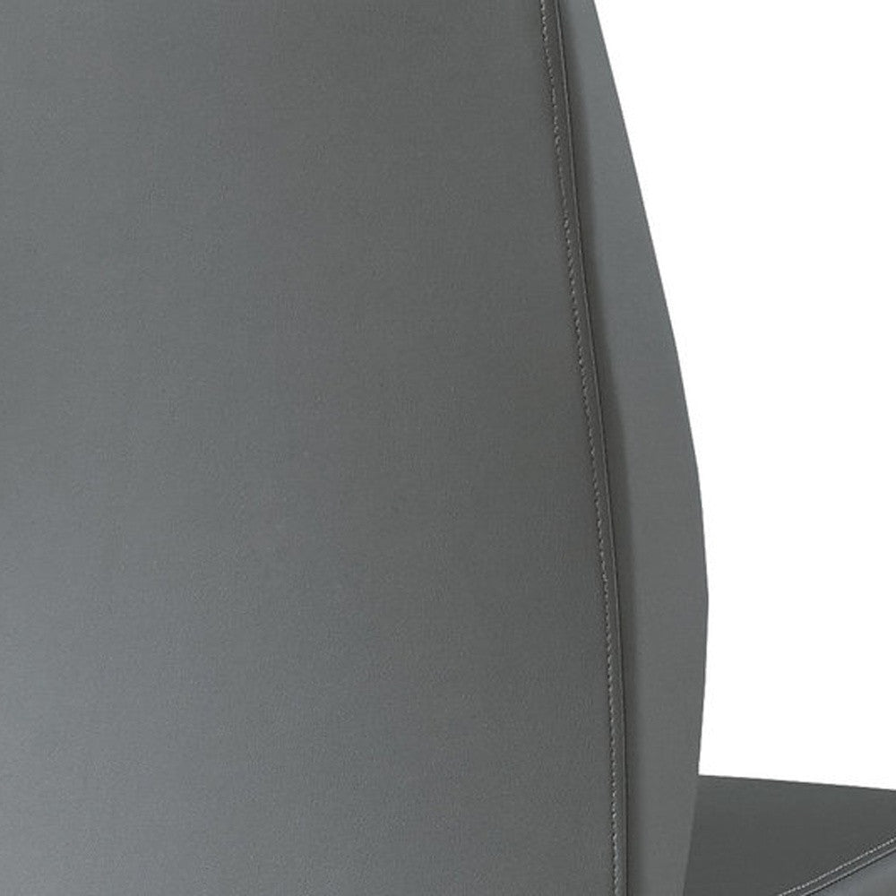 Set of Two Gray And Black Upholstered Faux Leather Dining Side Chairs