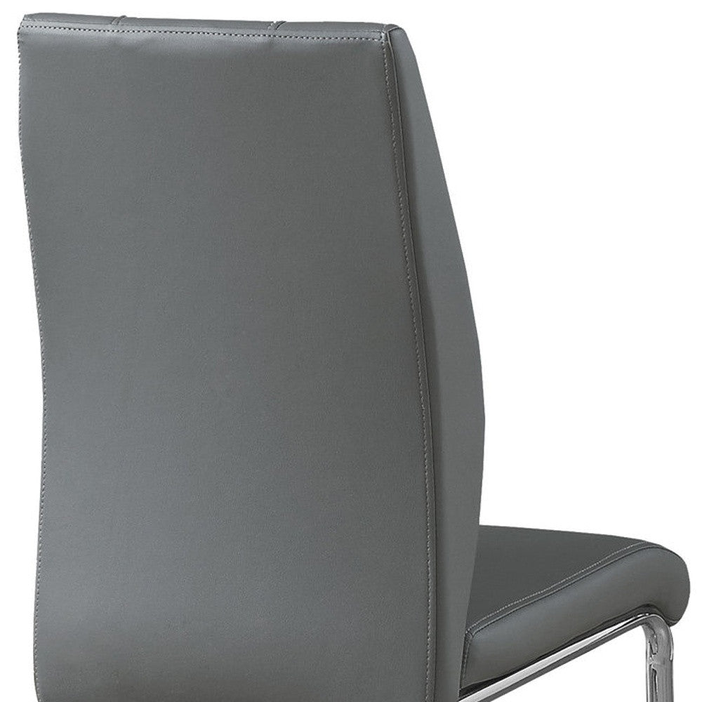 Set of Two Gray And Black Upholstered Faux Leather Dining Side Chairs