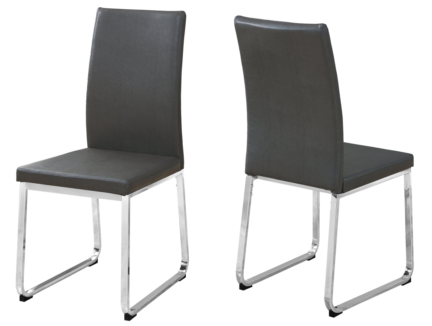 Set of Two Black And Silver Upholstered Faux Leather Dining Side Chairs